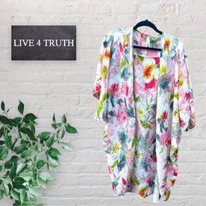 Live 4 Truth Floral Pink Sheer Shawl Women Plus 3X